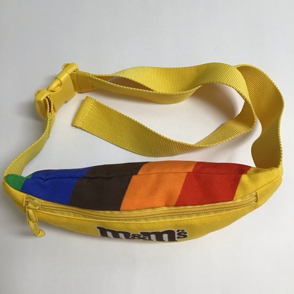 M&M’s Candy Fanny Pack Sling Belt Purse Yellow Rainbow Adjust Zip Adult Travel - Picture 11 of 13